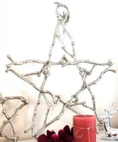 Weihnachts-Stern silber Alu massiv zum Hängen und Stellen, 50 cm